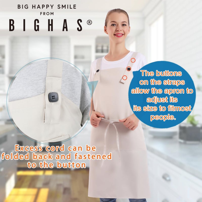 BIGHAS H Back Style Apron with Pocket for Women, Men Adjustable Large Size Comfortable, Kitchen, Home, Cooking 12 Colors (Scuba Blue) - Image 2
